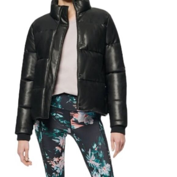 Faux Leather Puffer Jacket M 8-10 Marc New York